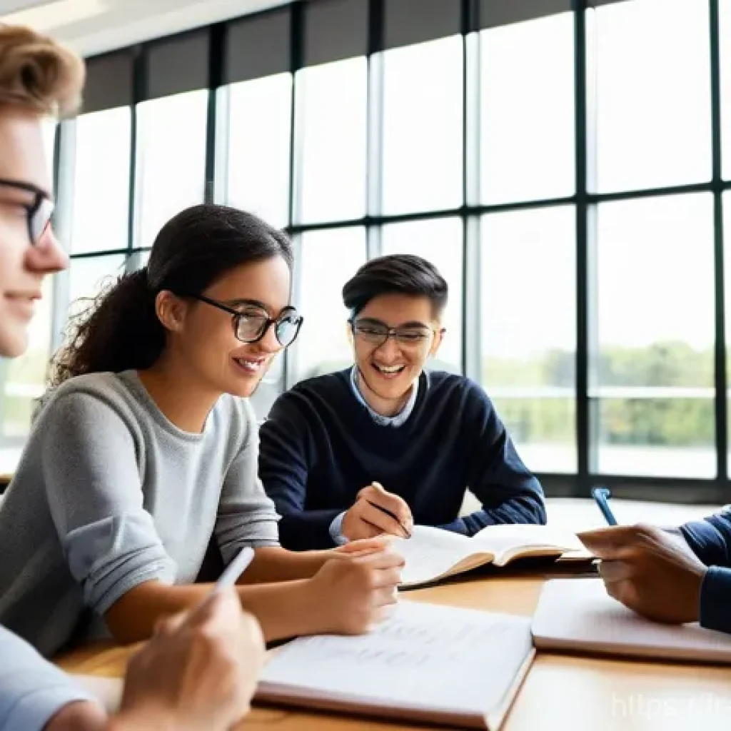 주택관리사 수험생 커뮤니티 활용법 - **Prompt 1: Collaborative Real Estate Study Group**
    "A diverse group of four university students...