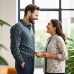 주택관리사로 일하며 느낀 보람 - **Prompt:** A warm, approachable female property manager, in her late 30s to early 40s, dressed in s...