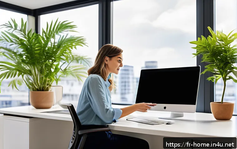 주택관리사 경력 개발 방법 - A modern real estate manager sitting at a sleek desk in a bright office, interacting with multiple d...