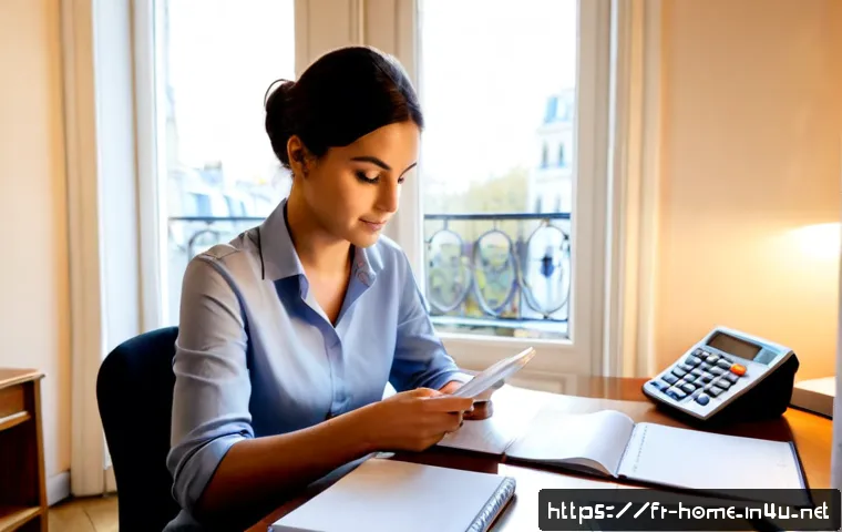 주택관리사 자격증 취득 과정 - Photorealistic French apartment property manager certification study scene, focused adult learner se...